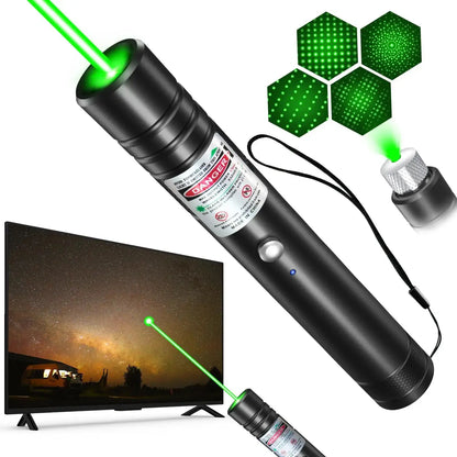 Rechargeable Green Laser Pointer and Line Light Flashlight for Long-Distance Use in Presentations, TV/LED/LCD Screens, Office, Outdoors, and Pet Activities