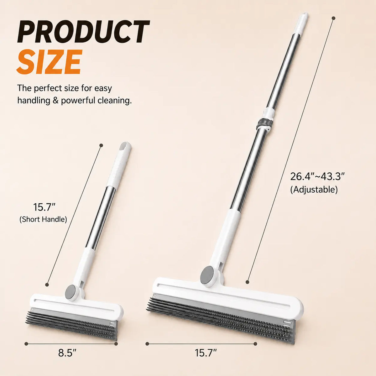Professional Pet Hair Remover Rake and 180° Rotating Broom, Reusable Wet/Dry Squeegee and Silicone Scrubber for Carpets, Upholstery, Hardwood Floors, Bathrooms, and Pet Areas - Lint Roller Alternative for Rugs, Beds, Mats, and Furniture