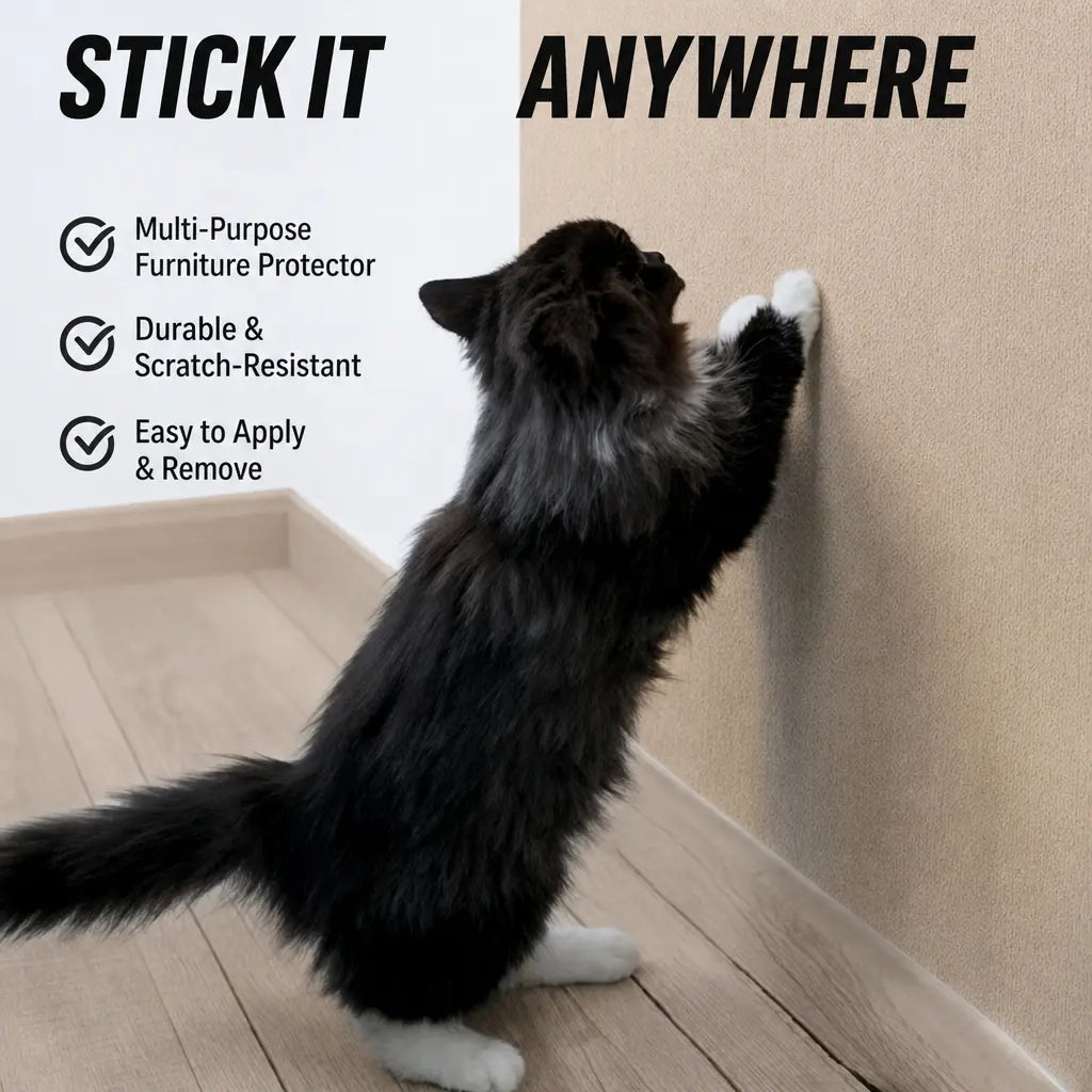 Iridescent Protective Cat Claw Guard Sticky Pad - 11.85" x 39.3" - Easy Installation Anti-Scratch Solution for Leather Furniture, Sofa Arms, and Corners by Sohochic Home Supply