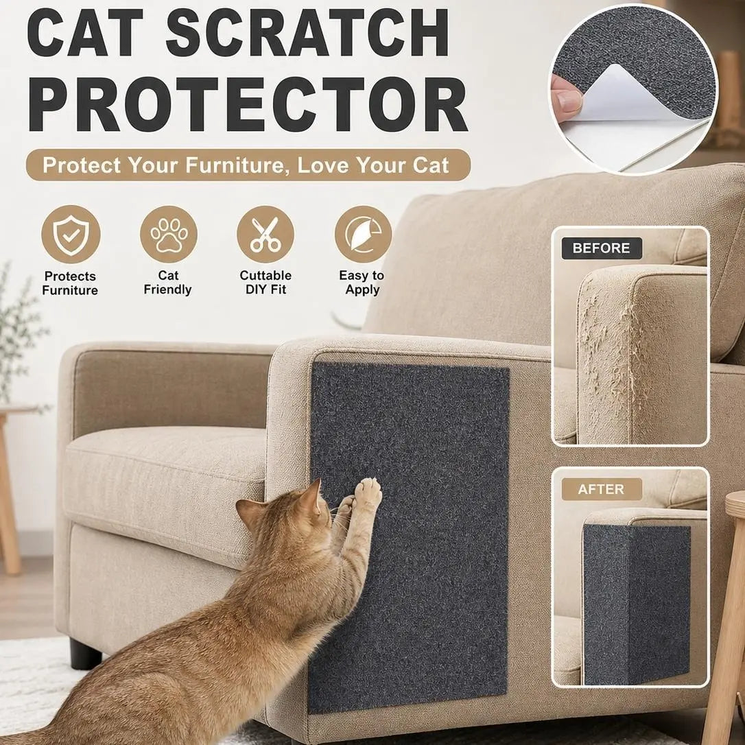 Iridescent Protective Cat Claw Guard Sticky Pad - 11.85" x 39.3" - Easy Installation Anti-Scratch Solution for Leather Furniture, Sofa Arms, and Corners by Sohochic Home Supply