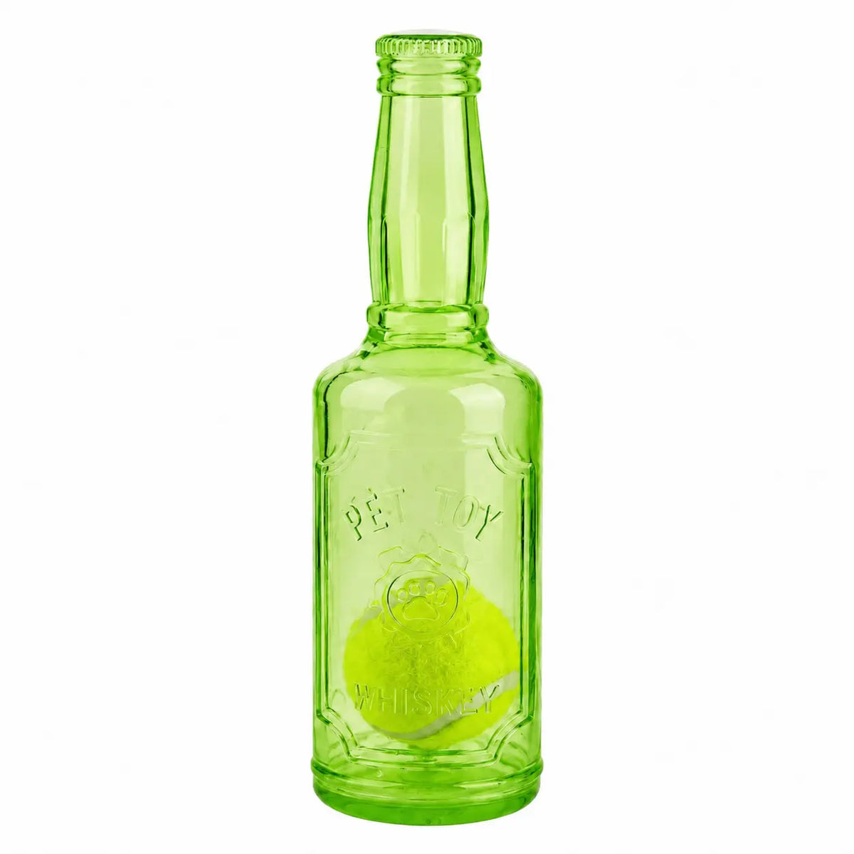 TPR Plastic Bottle-Shaped Dog Chew Toy with Tennis Ball - Interactive Fetch and Tug Toy for Small to Medium Dogs, Durable for Dental Relief and Indoor-Outdoor Play