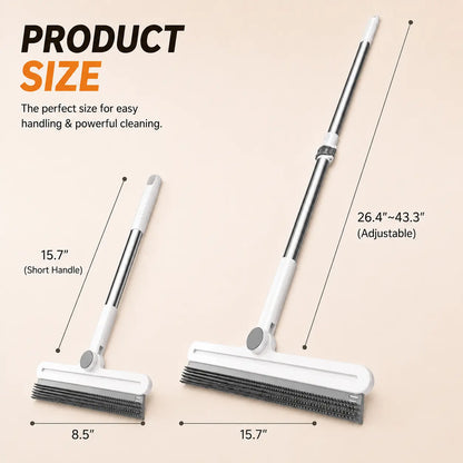 Professional Pet Hair Remover Rake and 180° Rotating Broom, Reusable Wet/Dry Squeegee and Silicone Scrubber for Carpets, Upholstery, Hardwood Floors, Bathrooms, and Pet Areas - Lint Roller Alternative for Rugs, Beds, Mats, and Furniture