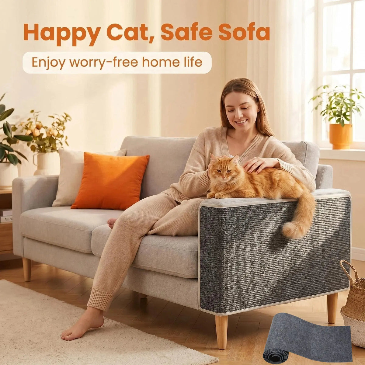 Iridescent Protective Cat Claw Guard Sticky Pad - 11.85" x 39.3" - Easy Installation Anti-Scratch Solution for Leather Furniture, Sofa Arms, and Corners by Sohochic Home Supply