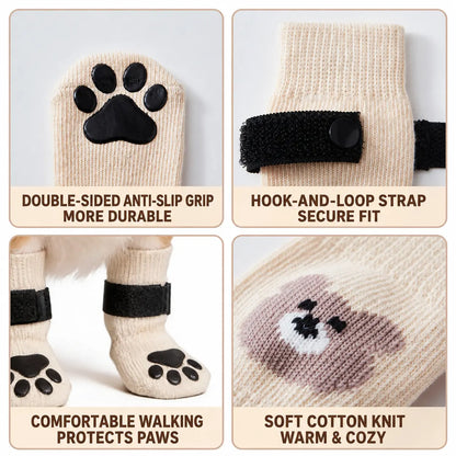 Silicone Anti-Slip Wear-Resistant Outdoor Paw Covers for Dogs and Puppies - 4-Piece Set