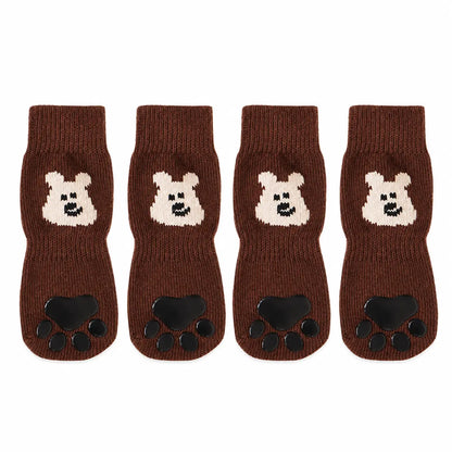 Silicone Anti-Slip Wear-Resistant Outdoor Paw Covers for Dogs and Puppies - 4-Piece Set