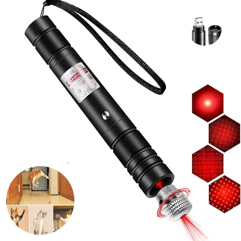 Rechargeable Green Laser Pointer and Line Light Flashlight for Long-Distance Use in Presentations, TV/LED/LCD Screens, Office, Outdoors, and Pet Activities