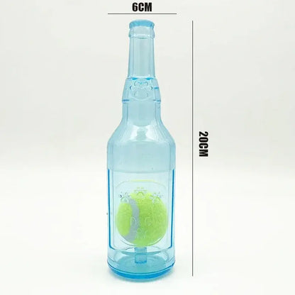 TPR Plastic Bottle-Shaped Dog Chew Toy with Tennis Ball - Interactive Fetch and Tug Toy for Small to Medium Dogs, Durable for Dental Relief and Indoor-Outdoor Play
