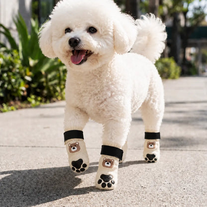 Silicone Anti-Slip Wear-Resistant Outdoor Paw Covers for Dogs and Puppies - 4-Piece Set
