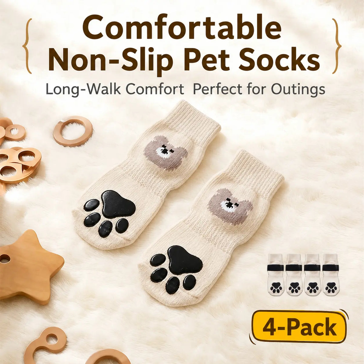 Silicone Anti-Slip Wear-Resistant Outdoor Paw Covers for Dogs and Puppies - 4-Piece Set