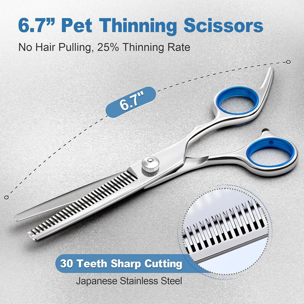 9-In-1 Professional Grooming Scissors Kit for Dogs and Cats - Ergonomic Design with Precise Cutting, Rounded Tips, Thinning Shears, Nail Clipper, File, Steel Comb, and Storage Case for Small to Medium Pets and Beginners